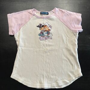 VTG Next Generation Sparkle Raglan Baby Tee Y2K Pink Large Juniors Grunge